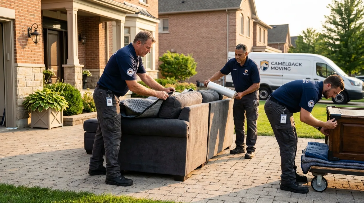 Large estate moving crew wrapping furniture in Prescott, AZ