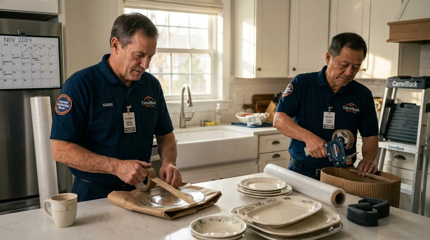 Professional crew packing kitchen dishware in Prescott, AZ